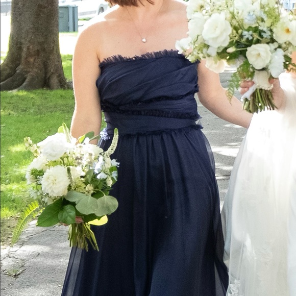 Monique Lhuillier Bridesmaids Dresses & Skirts - Navy Blue, Monique Lhuillier floor-length dress, size 2, length altered